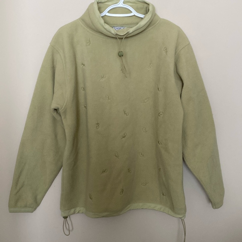 Green Embroidered Fleece Pullover